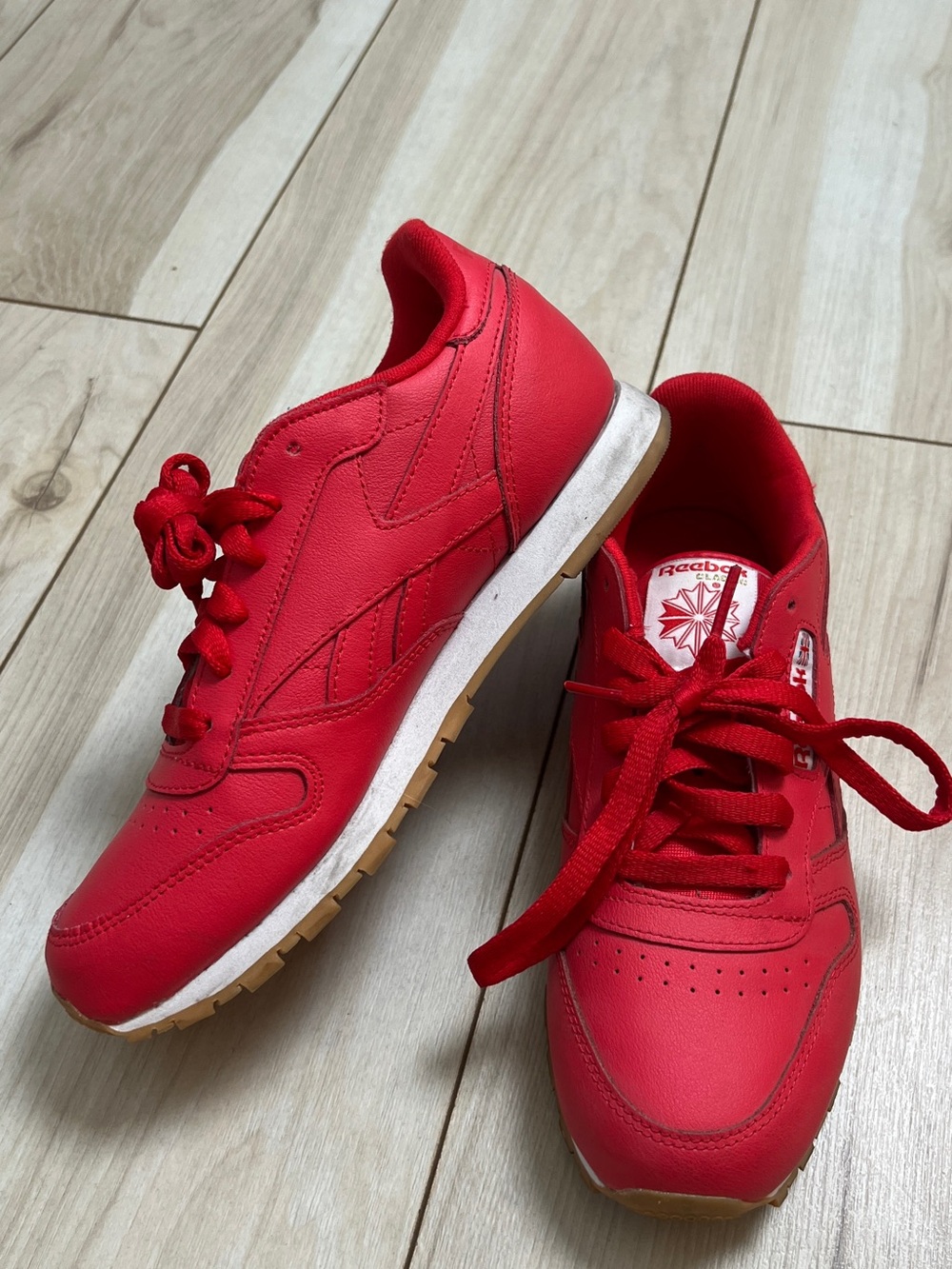 Reebok Red Classic Leather Sneakers